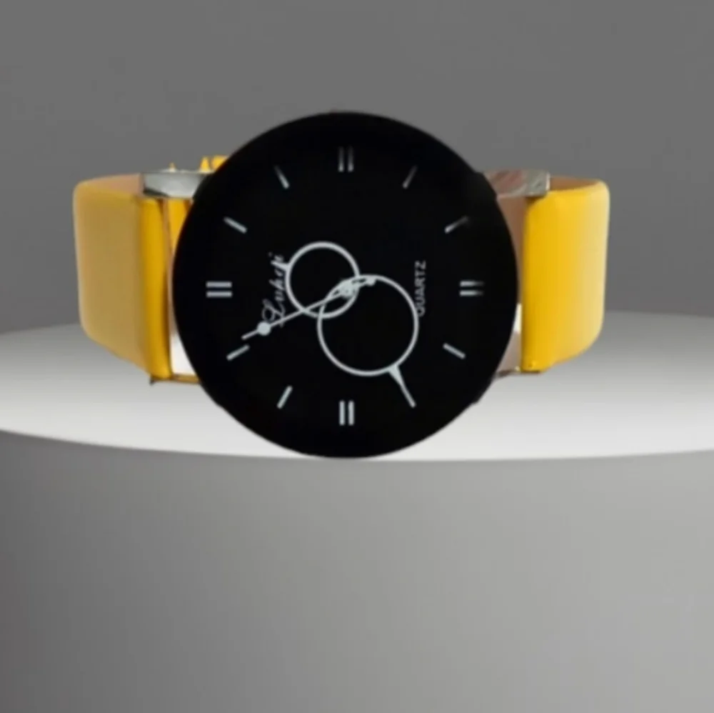 Modern Black and Yellow Smartwatch with Circular Display